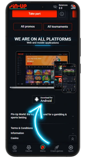 Android Üçün Yüklə Düyməsinə Klikləyin